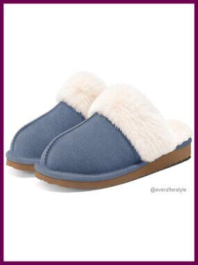 Fuzzy Slippers Memory Foam Faux Fur Lined House Shoes Women